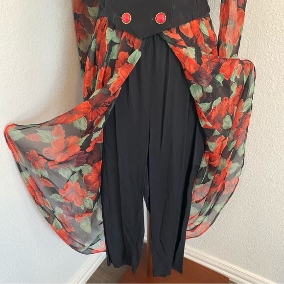 Vintage Sen Shi Chiffon Split Flare Skirt Pants & Jacket Asymmetrical Rare SZ M - Picture 5 of 13